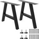 Orgerphy 16 Black Trapezoid Metal Bench Legs (2PCS) | Heavy Duty Table Legs Furniture Legs for Bench | with Screws and 4pcs Adjustable Floor Protectors | Mid Century Modern Desk Legs Furniture Legs