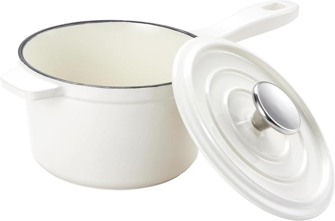 Enameled Cast Iron Sauce Pan, 2 Quarts Round Sauce Pot with Lid, Mini Dutch Oven Enamel Saucepan for Cooking Pasta Sauce, Marinate, Simmer, Refrigerate and Serve