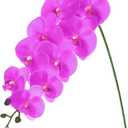 M METERXITY 1-Pack Artificial Orchid Flowers 9 Large Petals 37 Inch Faux Phalaenopsis Silk Bouquets Real Touch Dark Purple Fake Orchids for Home/Wedding/Christmas/Party/Garden Office