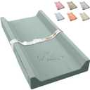 Vegan Leather Baby Changing Pad, Waterproof & Wipeable Soft Diaper Changing Mat 32 x 16.6" Comfortable Infant Changing Station for Dresser & Table (Green)