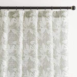 Vangao Grey Farmhouse Linen Blend Curtains for Living Room 96 Inches Long Leaf Curtains for Bedroom Semi Sheer Curtains Botanical Back Tab Rod Pocket Drapes 2 Panels