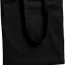 Carrywell (Not Made In China) Canvas Tote Bags Black, 15"x16", Bulk Organic Cotton Reusable Shopping Bag, Blank Cloth Totes With Handles