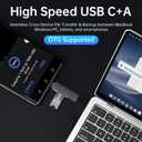 SSK USB 3.2 Flash Drive 64GB,Up to 200 MB/S Read Speed USB C Memory Stick,Dual USB C Thumb Drive with USB Type-C and USB A,Robust Black Metal Pen Drive for Smartphones,Tablets,Mac,Laptop,Car,TV