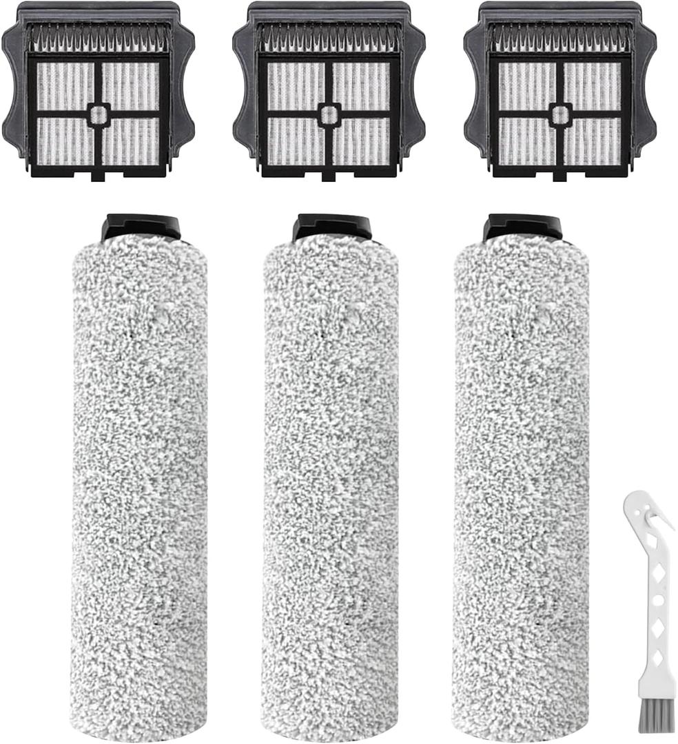 iFloor 3 Replacement Brush Rollers and Filters Kit for Tineco iFloor 3/iFloor One S3 Cordless Wet Dry Vacuum Cleaner,Accessories inclue 3 HEPA Filters & 3 Brush Rollers