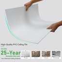 STICKGOO Smooth Drop Ceiling Tiles 2ft x 2ft, PVC Ceiling Tile 24 x 24in - Waterproof, Fire-Rated to Prevent Breakage - Package of 12 Tiles Cover 48 Sq. Ft, White