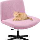 Criss Cross Chair Cover, Armless Chair Slipcover, Office Desk Chair Covers, Mid Back Wide Seat Accent Chair Covers for Computer Task Vanity Chairs(Leaves -Shaped Jacquard, Pink)