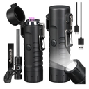 Scotte Plasma Windproof arc Lighter Electric Lighter and LED Flashlight - 2 in 1 (Black)/5-in-1 Magnesium Fire Starter for Emergency Survival Kits, Camping, Hiking, All-Weather Magnesium Ferro Rod