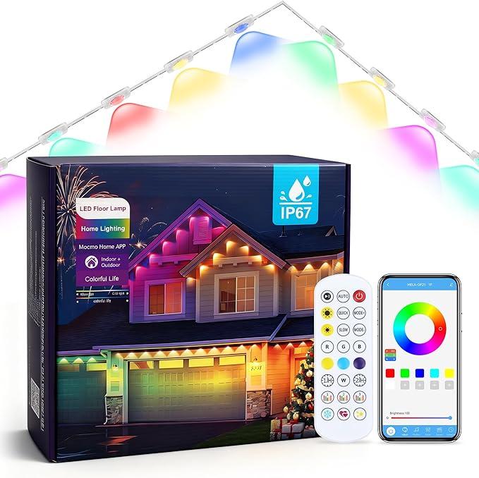 247FT Permanent Outdoor Lights, Permanent RGB 90 LEDs IP67 Waterproof, App and Remote Control Color Changing Eave Lights for Holiday, Christmas, Party, Garden Decor