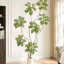 FloraFairy 6.5FT Artificial Sumac Tree in White Pot, Indoor Faux Plants