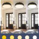 Kudos Ceiling Light, 12-inch LED Flush Mount Ceiling Light, Black and Gold Finish, 24W/1100lm Light Fixtures ceiling mount for Living Room, Bedroom, 3000K/3700K/4500K/5100K/6000K Adjustbale, KDCL15-BK