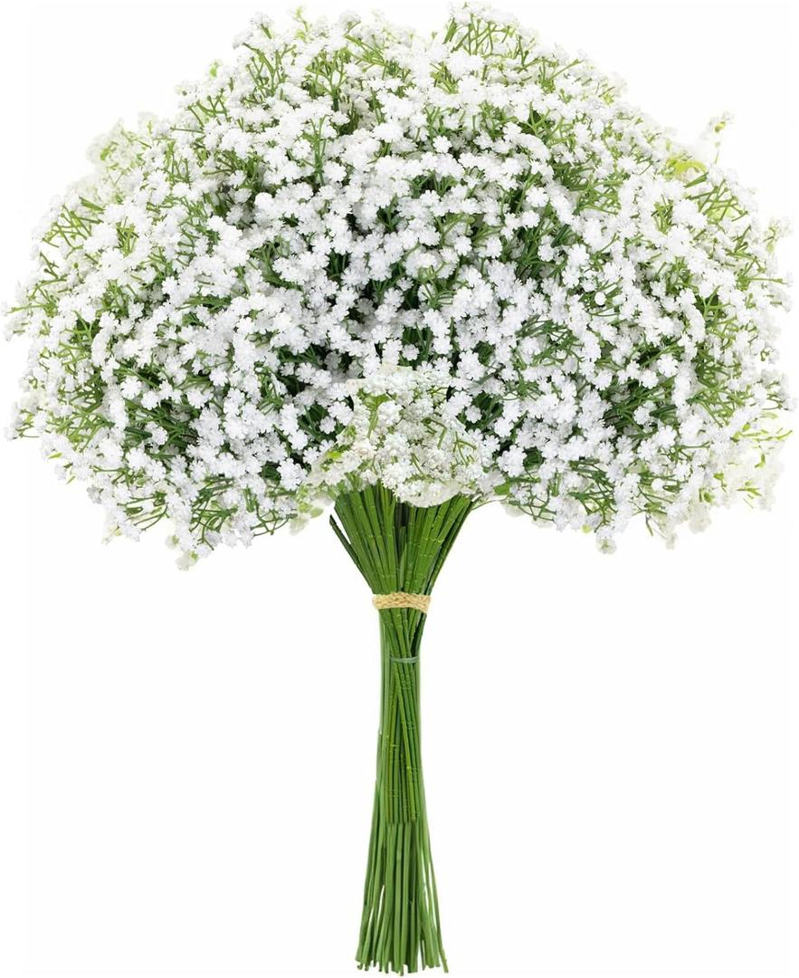 10PCS 21-inch Sturdy Artificial Babys Breath Flowers - Non-Shedding Design for Wedding/Home Decor, Realistic Faux Gypsophila with Reinforced Stem Base