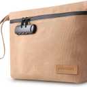 Lock Travel Pouch with Combination Lock & Activated CarbonWaterproof Zipper, Carbon Lined for Home Storage & Gifts (Khaki)