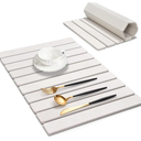 Large Stone Dish Drying Mat for Kitchen Counter, 24"(L)×16"(W), Super Absorbable Diatomaceous Stone Mat, Collapsible Stone Dish Drying Mat for Dishes Bottles, Cups, Match Any Countertop