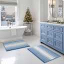 BSICPRO Bathroom Rugs and Mats Sets, 2 Piece Thick Absorbent Chenille Bath Mat Rug Set Non Slip, Soft Shaggy Bath Room Floor Mats for Bathroom, Machine Washable (Sky Blue, 20" x 32" Plus 16" x 24")