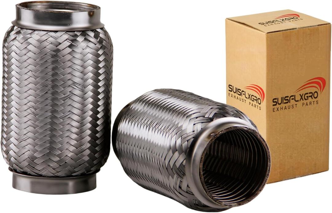 Exhaust Flex Pipe (Interlock Lining OEM-Grade) 100% Stainless Steel SS304 For Heavy Duty and Cars (1 PC, 2.25X6)