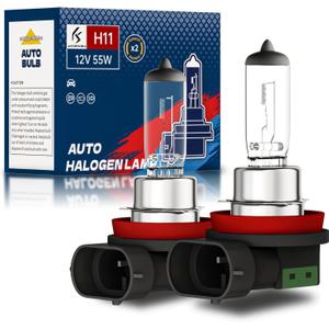 H11 Headlight Bulbs, 12V 55W, 4000 Lumens, 3800K, Halogen Light Bulbs, No Glare, Headlight Bulbs High and Low Beam, Fog Light Bulb,Head Light Bulb for Car, Pack of 2