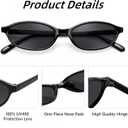 Tsctswk 2 Pack Retro Oval Sunglasses for Women,90s Chic Cat Eye Lightweight Trendy UV protection Sun Glasses for Womens (Black Frame/Grey Lens + Black Frame/Grey Lens)