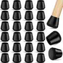 24 PCS Silicone & Felt Chair Leg Floor Protectors for Hardwood Floors - Furniture Pads, Chair Leg Covers/Cups - No Noise & Scratch-Proof - Round M (Fits 1"-1 3/16" / 24-30mm), Black