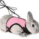 PETTOM Bunny Rabbit Harness with Stretchy Leash Cute Adjustable Buckle Breathable Mesh Vest Harness and Leash Set for Kitten Small Pets Holland Lop Bunnies Walking (S(Chest:9.8-12.5 in)) (Pink)