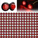 Treela 150 Pieces 3/4 Inch Round Mini Surface Mount LED Side Marker Lights Trailer Side Marker Lights for Truck Boat SUV ATV Bike Marine(Red)