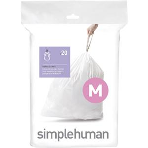 simplehuman Code M Custom Fit Drawstring Trash Bags in Dispenser Packs, 20 Count, 45 Liter / 11.9 Gallon, White, Medium