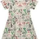 Krafig Toddler Dress Girl Clothes A-Line Short Sleeve Sundress Girls Casual Dresses 4T