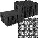 ToLanbbt Modular Interlocking Cushion 24P 11.8" x 11.8" Interlocking Rubber Floor Drain Holes Non-Slip Splicing Drainage Mats for Deck, Shower, Kitchen, Drain Pool, Sauna Bath, Indoor Outdoor (Black)