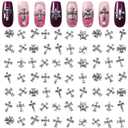 120 Pcs Cross Nail Charms and Gems  3D Acrylic Silver Cross Charms for Nails for DIY & Professional Manicure  Easy-to-Apply & Durable Nail Decorations, Versatile for Y2K or Daily Manicure Designs