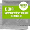 E-Cloth Microfiber Window Cleaning Cloth Kit - Glass Cleaning Cloth for Windows, Mirrors, Cars, Lenses, Eyeglasses, & More, Streak Free Clean, Machine Washable Reusable Towel - Gray