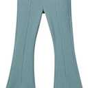 Haloumoning Girls Kids Elastic Waist Ribbed Flare Split Bottom Pants Stretch Casual Long Pants(5-14Y) (Blue)