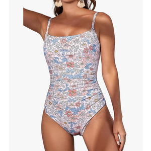 Eomenie Women's One Piece Swimsuits Tummy Control Ruched Bathing Suit 1 Piece Swimwear S