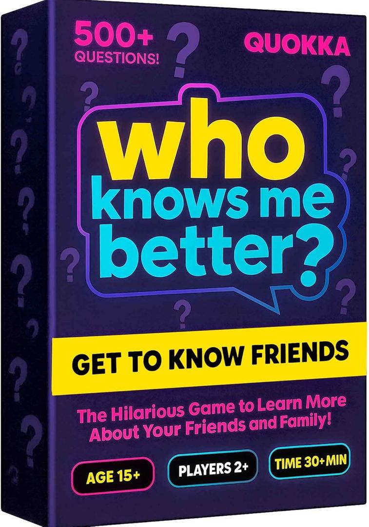QUOKKA Who Knows Me Better? - Classic Edition - 95 Cards | Teens & Family Card Trivia Game | Fun Learning & Educational Questions for Teens & Families