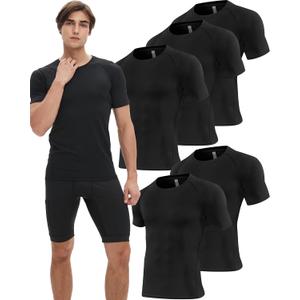 5 Pack Compression Shirt for Men Compression Shirts Short Sleeve Cool Dry Athletic Workout Base Layer Undershirt Tops (3X-Large-4X-Large)