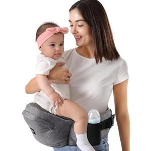 HKAI Baby Hip Carrier, Mom’s Choice Award Winner, Baby Carrier with Adjustable Waistband & Breathable Mesh, Ergonomic Carrier with Non-Slip Hip Seat Surface for Newborns & Toddlers, (Grey)