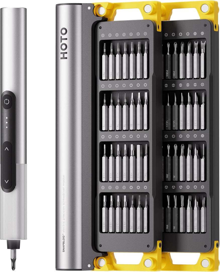 HOTO SNAPBLOQ S-A01 3.7V Electric Screwdriver with 56 Bits & 3 Torque Settings, Precision Screwdriver Set, 250RPM, LED Light, Lock Pick Set, Repair Tool Kit for Electronics, Door Bell, Watch