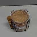 Best Wooden Handle Coasters Set of 6 with Holder Coffee Table Decor Acacia Wood Coaster for Living Room Modern Cup Coaster for Drink Home Kitchen Dining Accessories Bar Farmhouse Outdoor Decorative