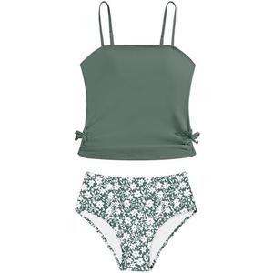 Girls Tankini Swimsuits Two Piece Bathing Suit Drawstring Swimwear Set for Girls 15-16 Years