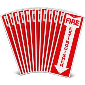 GicnKeuz Fire Extinguisher Sign, 12"x4" .040 Rust Free Heavy Aluminum, Reflective, Weatherproof and Fade Resistant, 2 pre-drilled holes, Easy to Install, Indoors and Outdoors Use (12-Pack)