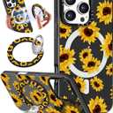 Toycamp for iPhone 13 Pro Case Compatible with Magsafe - for Women Girls Cute Design 360 Magnetic Ring Holder Stand Kickstand Girly Sunflower Pretty Funny Fashion TPU Aesthetic Teen Phone Cover