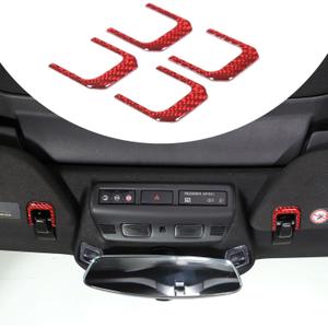 Car Makeup Vanity Mirror Visor Decorative Cover Trim for Chevrolet Corvette C8 Z06 2020-2025 Soft Carbon Fiber (Red Carbon Fiber)