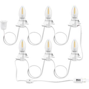 Christmas Village Lights, C7 Blow Molded Light Cord with 6 LED Bulb.9.8Feet Suitable for Christmas Village Houses, Halloween HolidayHoliday Lighting - Warm Light