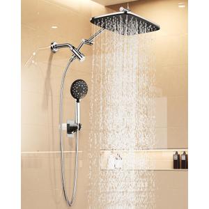 Veken 11.8" Rain Shower Head with Handheld, High Pressure Handheld Shower with Multi Spray Modes, Rainfall Combo with Metal Extension Arm, Detachable Dual Showerhead, Bathroom Decor, Chrome Silver (11.8 Inch(Upgraded) +22% Mixed Mode Flow)