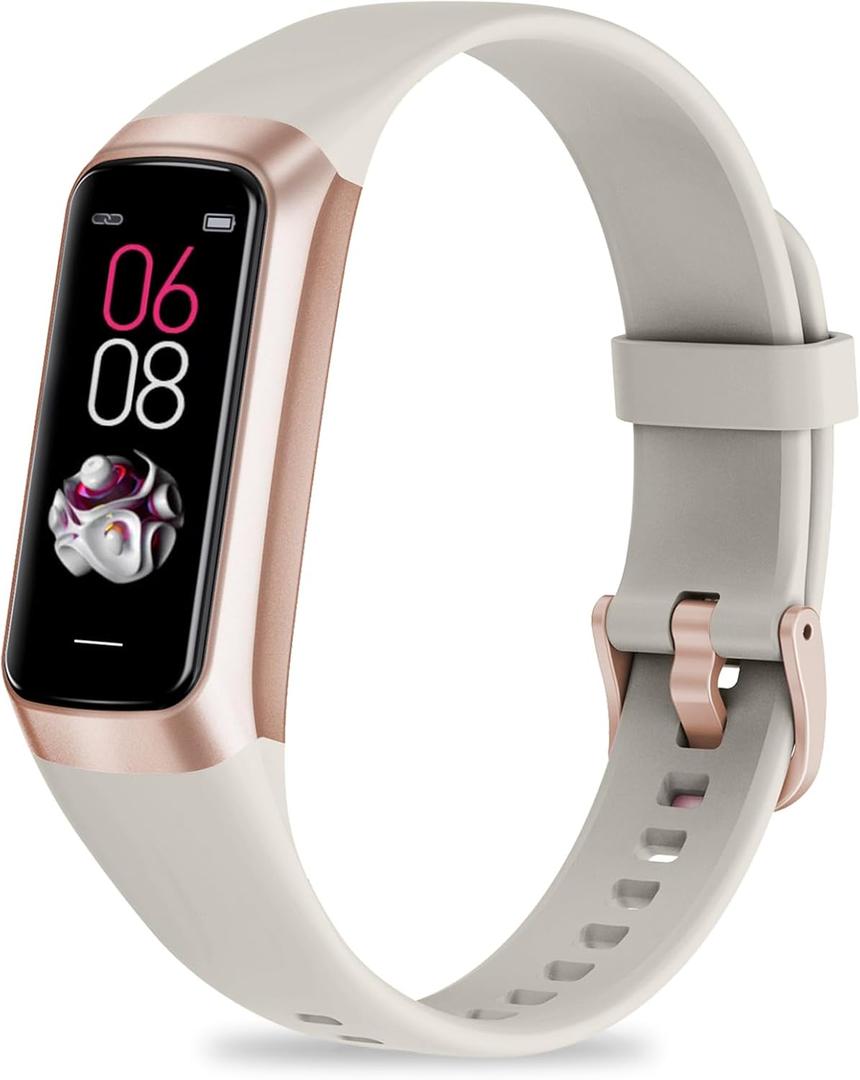 Fitness Tracker with Step Counter/Calories/Stopwatch, Activity Tracker, Health Tracker with Heart Rate Monitor, Sleep Tracker,1.10''AMOLED Touch Color Screen, Pedometer Watch for Women Men (White)