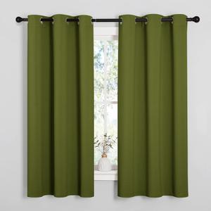 NICETOWN Room Darkening Curtains for Kitchen, Olive Green, Set of 2, 42 inches Wide by 50 inches Long, Window Treatment Thermal Insulated Solid Grommet Room Darkening Curtains/Drapes for Bedroom