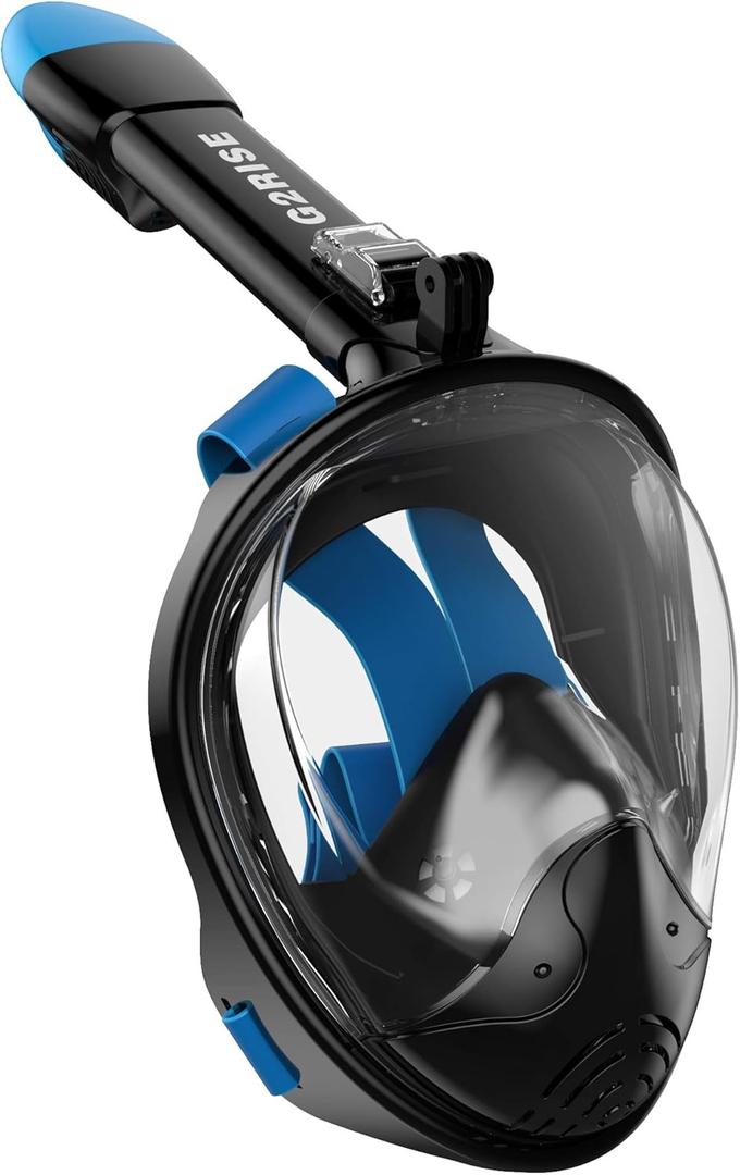 G2RISE SN01 Full Face Snorkel Mask with Detachable Snorkeling Mount, Anti-Fog and Foldable Design for Adults Kids Men Women (Black Blue, XS)
