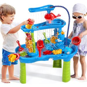 Water Table for Kids Ages 4-8 with Water Pumb, Summer Outdoor Sand Water Table for Boys Girls, Kids Water and Sand Activity Sensory Toys for Toddlers Age 3-8