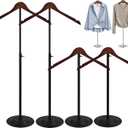 4 Pack T Shirt Display stand, Adjustable T shirt Shoulder Stand for Vendor Portable Hanging wooden Clothes Rack for Clothing Dress Jacket Coat Retail 17-31 Inch, Black