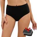 Leoparts Period Swimwear Leakproof Bikini Bottoms Black High Waisted Coverage Swimsuit Bottom for Girls Teens Women Size S
