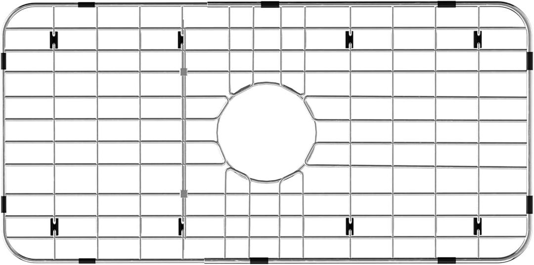 SANNO Kitchen Sink Protector Grid, 25" L X 12.8" W, Stainless Steel Rack Bottom of Kitchen Sink,Center Drain