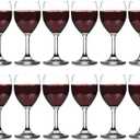 Vikko 8.5 Ounce Glasses, Set of 12 SMALL Glasses, for Red and White With Stem, Clear Glass, Thick and Durable Stemmed Glass